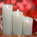 3-PC white LED pillar candles with remote controller